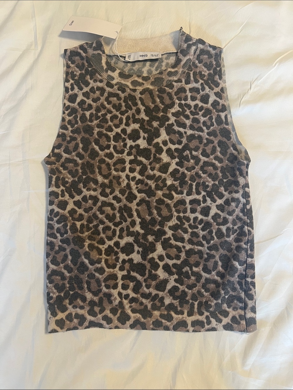 Mango Leopard-Print Sleeveless Tank - Brown & Black